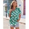 Zeagoo Ladies Button Down Shirts Short Sleeve Hawaiian Top V Neck Boho Leaf Print Summer Outfit Blouses