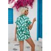 Zeagoo Ladies Button Down Shirts Short Sleeve Hawaiian Top V Neck Boho Leaf Print Summer Outfit Blouses
