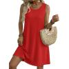 Zeagoo Summer Dresses for Women 2026 Sleeveless Casual Floral Tshirt Sundress with Pockets Loose Tank Beach Dress(Red)