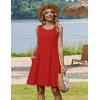 Zeagoo Summer Dresses for Women 2026 Sleeveless Casual Floral Tshirt Sundress with Pockets Loose Tank Beach Dress(Red)