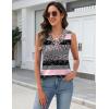 Zeagoo Tank Top for Women V Neck Loose Fit Sleeveless Summer Tops Business Casual Outfits Dressy Blouses Shirts(Pink Camo)