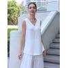 Zeagoo White Tops for Women 2026 Trendy V Neck Tank Tops Summer Clothes Dressy Casual Blouses for Women