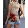 Zeagoo Womens 2026 Tank Tops Casual Crewneck Sleeveless T Shirts Loose Fit Summer Tunic Blouse(Red Flower)