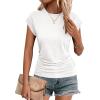 Zeagoo Women’s Cap Short Sleeve T-Shirts Ruched Crew Neck Trendy Fashion Tunic Blouse(1-white)