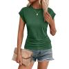 Zeagoo Women’s Cap Short Sleeve T-Shirts Ruched Crew Neck Trendy Fashion Tunic Blouse(2-green)