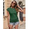 Zeagoo Women’s Cap Short Sleeve T-Shirts Ruched Crew Neck Trendy Fashion Tunic Blouse(2-green)