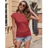 Zeagoo Women’s Cap Short Sleeve T-Shirts Ruched Crew Neck Trendy Fashion Tunic Blouse(2-red)