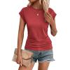 Zeagoo Women’s Cap Short Sleeve T-Shirts Ruched Crew Neck Trendy Fashion Tunic Blouse(2-red)