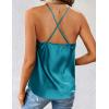 Zeagoo Women’s Cowl Neck Satin Camisole Sleeveless Sexy Spaghetti Strap Silk Cami Backless Tank Tops Halter Basic Tank Shirts Blue Green