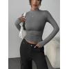 Zeagoo Womens Long Sleeve Shirts Mock Neck Basic Slim Fitted Tops Lightweight Stretch Base Layer T-Shirt(Dark Grey)