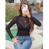 Zeagoo Womens Mesh Long Sleeve Tops Mock Neck Going Out See Through Shirts Sexy Sheer Blouses Clubwear S-XXL(Black Polka Dot)