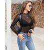 Zeagoo Womens Mesh Long Sleeve Tops Mock Neck Going Out See Through Shirts Sexy Sheer Blouses Clubwear S-XXL(Black Polka Dot)