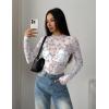 Zeagoo Womens Mesh Long Sleeve Tops Mock Neck Going Out See Through Shirts Sexy Sheer Blouses Clubwear S-XXL(Sf327)