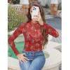Zeagoo Womens Mesh Long Sleeve Tops Mock Neck Going Out See Through Shirts Sexy Sheer Blouses Clubwear S-XXL(Sf328)