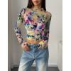 Zeagoo Womens Mesh Long Sleeve Tops Mock Neck Going Out See Through Shirts Sexy Sheer Blouses Clubwear S-XXL(Wf146)