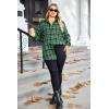 Zeagoo Womens Plus Size Flannel Shirts Plaid Shirts Long Sleeves Casual Button Down Collared Shacket Tops(A-green)