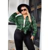 Zeagoo Womens Plus Size Flannel Shirts Plaid Shirts Long Sleeves Casual Button Down Collared Shacket Tops(A-green)