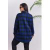 Zeagoo Womens Plus Size Flannel Shirts Plaid Shirts Long Sleeves Casual Button Down Collared Shacket Tops(B-blue)
