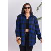 Zeagoo Womens Plus Size Flannel Shirts Plaid Shirts Long Sleeves Casual Button Down Collared Shacket Tops(B-blue)