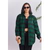 Zeagoo Womens Plus Size Flannel Shirts Plaid Shirts Long Sleeves Casual Button Down Collared Shacket Tops(B-green)