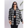 Zeagoo Womens Plus Size Flannel Shirts Plaid Shirts Long Sleeves Casual Button Down Collared Shacket Tops(Black)