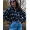 Zeagoo Womens Plus Size Flannel Shirts Plaid Shirts Long Sleeves Casual Button Down Collared Shacket Tops(Black)