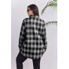Zeagoo Womens Plus Size Flannel Shirts Plaid Shirts Long Sleeves Casual Button Down Collared Shacket Tops(Black)