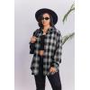 Zeagoo Womens Plus Size Flannel Shirts Plaid Shirts Long Sleeves Casual Button Down Collared Shacket Tops(Black)