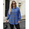 Zeagoo Womens Plus Size Flannel Shirts Plaid Shirts Long Sleeves Casual Button Down Collared Shacket Tops(Blue Black)