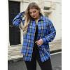 Zeagoo Womens Plus Size Flannel Shirts Plaid Shirts Long Sleeves Casual Button Down Collared Shacket Tops(Blue Black)