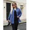 Zeagoo Womens Plus Size Flannel Shirts Plaid Shirts Long Sleeves Casual Button Down Collared Shacket Tops(Blue Black)