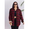 Zeagoo Womens Plus Size Flannel Shirts Plaid Shirts Long Sleeves Casual Button Down Collared Shacket Tops(B-red)