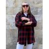 Zeagoo Womens Plus Size Flannel Shirts Plaid Shirts Long Sleeves Casual Button Down Collared Shacket Tops(B-red)