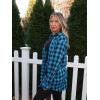 Zeagoo Womens Plus Size Flannel Shirts Plaid Shirts Long Sleeves Casual Button Down Collared Shacket Tops(C-blue)