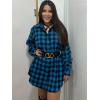 Zeagoo Womens Plus Size Flannel Shirts Plaid Shirts Long Sleeves Casual Button Down Collared Shacket Tops(C-blue)