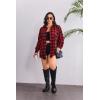 Zeagoo Womens Plus Size Flannel Shirts Plaid Shirts Long Sleeves Casual Button Down Collared Shacket Tops(C-red)