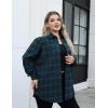 Zeagoo Womens Plus Size Flannel Shirts Plaid Shirts Long Sleeves Casual Button Down Collared Shacket Tops(Green)