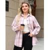 Zeagoo Womens Plus Size Flannel Shirts Plaid Shirts Long Sleeves Casual Button Down Collared Shacket Tops(Light Pink)