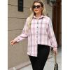 Zeagoo Womens Plus Size Flannel Shirts Plaid Shirts Long Sleeves Casual Button Down Collared Shacket Tops(Light Pink)