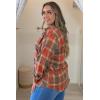 Zeagoo Womens Plus Size Flannel Shirts Plaid Shirts Long Sleeves Casual Button Down Collared Shacket Tops(Orange)