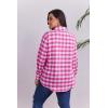 Zeagoo Womens Plus Size Flannel Shirts Plaid Shirts Long Sleeves Casual Button Down Collared Shacket Tops(Pink)