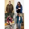 Zeagoo Womens Plus Size Flannel Shirts Plaid Shirts Long Sleeves Casual Button Down Collared Shacket Tops(Pink)