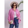 Zeagoo Womens Plus Size Flannel Shirts Plaid Shirts Long Sleeves Casual Button Down Collared Shacket Tops(Pink)