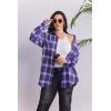 Zeagoo Womens Plus Size Flannel Shirts Plaid Shirts Long Sleeves Casual Button Down Collared Shacket Tops(Purple)
