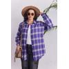 Zeagoo Womens Plus Size Flannel Shirts Plaid Shirts Long Sleeves Casual Button Down Collared Shacket Tops(Purple)