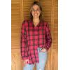 Zeagoo Womens Plus Size Flannel Shirts Plaid Shirts Long Sleeves Casual Button Down Collared Shacket Tops(Rose Pink)