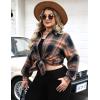 Zeagoo Womens Plus Size Flannel Shirts Plaid Shirts Long Sleeves Casual Button Down Collared Shacket Tops(Sandy Brown)