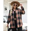 Zeagoo Womens Plus Size Flannel Shirts Plaid Shirts Long Sleeves Casual Button Down Collared Shacket Tops(Sandy Brown)