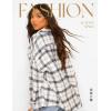 Zeagoo Womens Plus Size Flannel Shirts Plaid Shirts Long Sleeves Casual Button Down Collared Shacket Tops(White)
