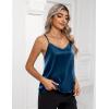 Zeagoo Women’s Silk Satin Tank Tops 2026 V Neck Adjustable Spaghetti Strap Sleeveless Camisole Summer Basic Blouse(Deep Blue)